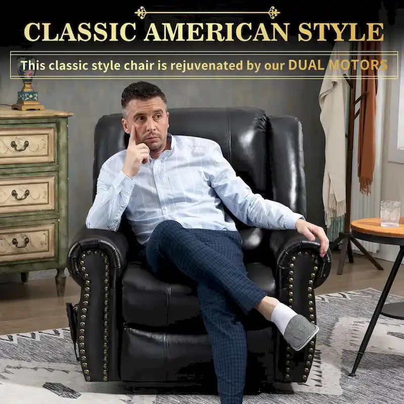 Fauteuils releveurs à double moteur en cuir véritable, massage et chauffage, ports USB