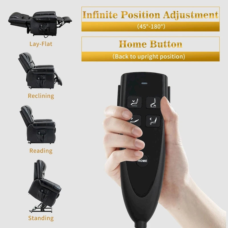 Fauteuils releveurs à double moteur en cuir véritable, massage et chauffage, ports USB
