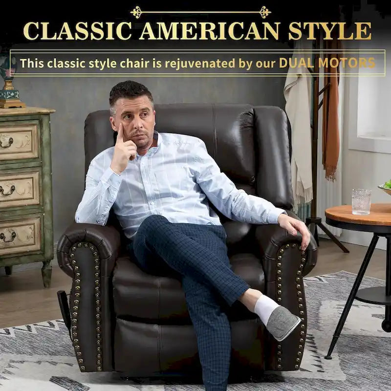 Fauteuils releveurs à double moteur en cuir véritable, massage et chauffage, ports USB