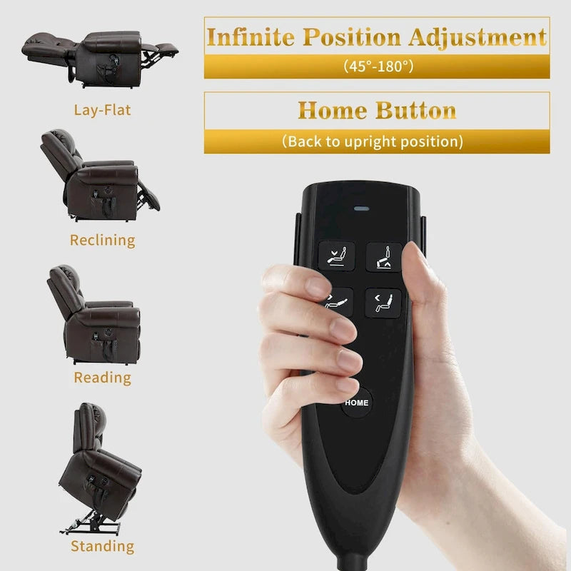 Fauteuils releveurs à double moteur en cuir véritable, massage et chauffage, ports USB