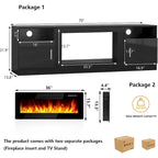 Meuble TV Bossin 70 avec cheminée électrique 36 pouces, compatible avec les téléviseurs jusqu'à 80 pouces, éclairage LED 16 couleurs/centre multimédia