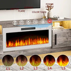 Meuble TV Bossin 70 avec cheminée électrique 36 pouces, compatible avec les téléviseurs jusqu'à 80 pouces, éclairage LED 16 couleurs/centre multimédia