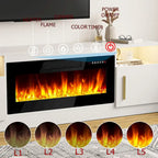 Meuble TV Bossin 70 avec cheminée électrique 36 pouces, compatible avec les téléviseurs jusqu'à 80 pouces, éclairage LED 16 couleurs/centre multimédia