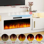 Meuble TV Bossin 70 avec cheminée électrique 36 pouces, compatible avec les téléviseurs jusqu'à 80 pouces, éclairage LED 16 couleurs/centre multimédia