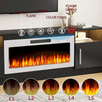 Meuble TV Bossin 70 avec cheminée électrique 36 pouces, compatible avec les téléviseurs jusqu'à 80 pouces, éclairage LED 16 couleurs/centre multimédia