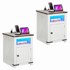 Ensemble de 2 tables d'appoint LED style ferme Moasis avec station de charge et ports USB pour canapé