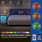 Ensemble de 2 tables d'appoint LED style ferme Moasis avec station de charge et ports USB pour canapé