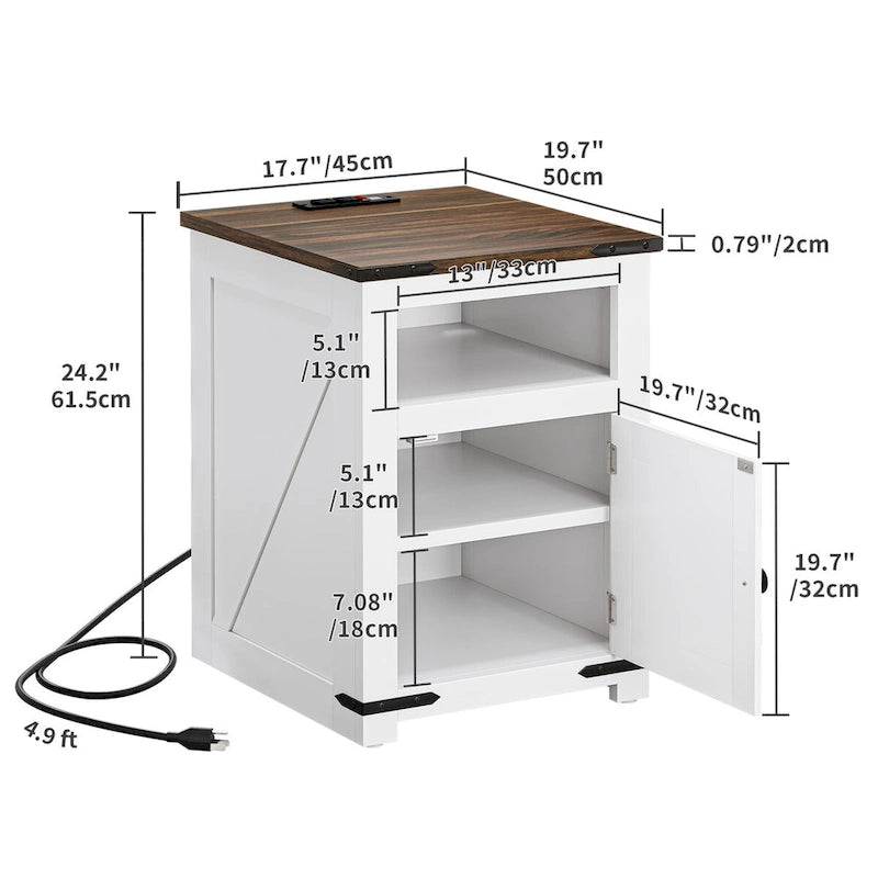 Ensemble de 2 tables d'appoint LED style ferme Moasis avec station de charge et ports USB pour canapé