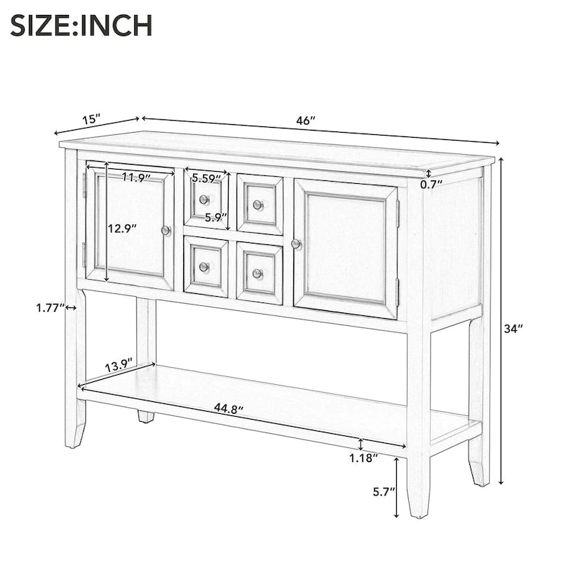 Buffet console avec étagère inférieure