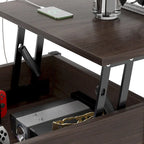 Table basse moderne de style campagnard avec plateau relevable, port USB et lumière LED, table d'appoint pour salon