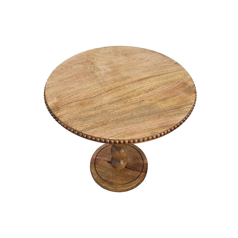 Table d'appoint de 53 cm (21 pouces), plateau rond, pieds en bois de manguier brun naturel