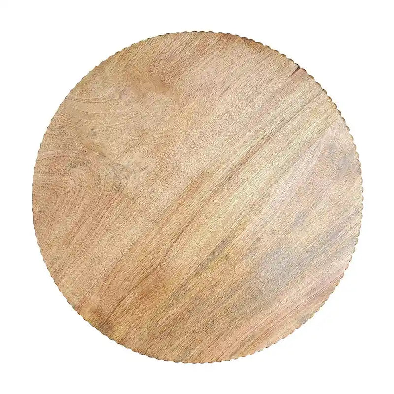 Table d'appoint de 53 cm (21 pouces), plateau rond, pieds en bois de manguier brun naturel