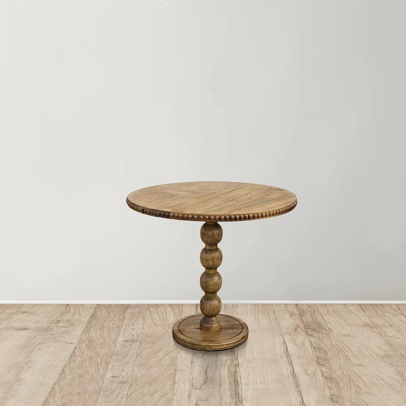 Table d'appoint de 53 cm (21 pouces), plateau rond, pieds en bois de manguier brun naturel