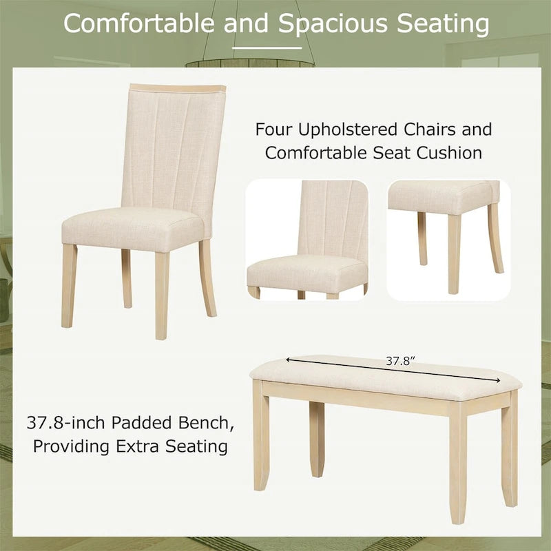 Ensemble de table à manger contemporaine extensible à piédestal 6 pièces de 198 cm (78 pouces)