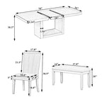 Ensemble de table à manger contemporaine extensible à piédestal 6 pièces de 198 cm (78 pouces)