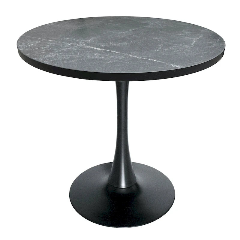 Table de salle à manger ronde Bristol 36 pour 4 personnes avec plateau en MDF et élégant piètement en fer noir pour la cuisine et la salle à manger