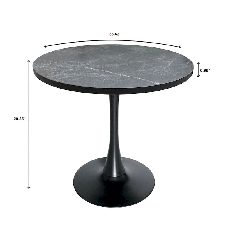 Table de salle à manger ronde Bristol 36 pour 4 personnes avec plateau en MDF et élégant piètement en fer noir pour la cuisine et la salle à manger