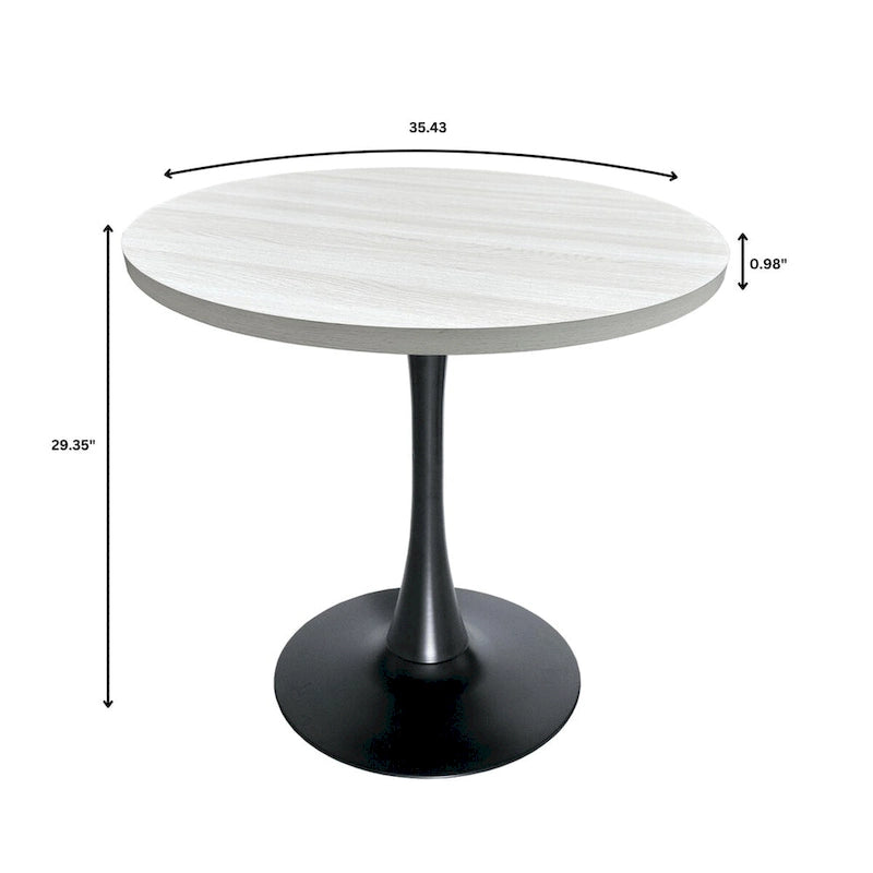 Table de salle à manger ronde Bristol 36 pour 4 personnes avec plateau en MDF et élégant piètement en fer noir pour la cuisine et la salle à manger
