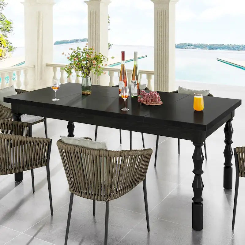 Table de salle à manger rectangulaire en bois de 157 cm (62 po) pour 4 à 6 personnes, style campagnard.