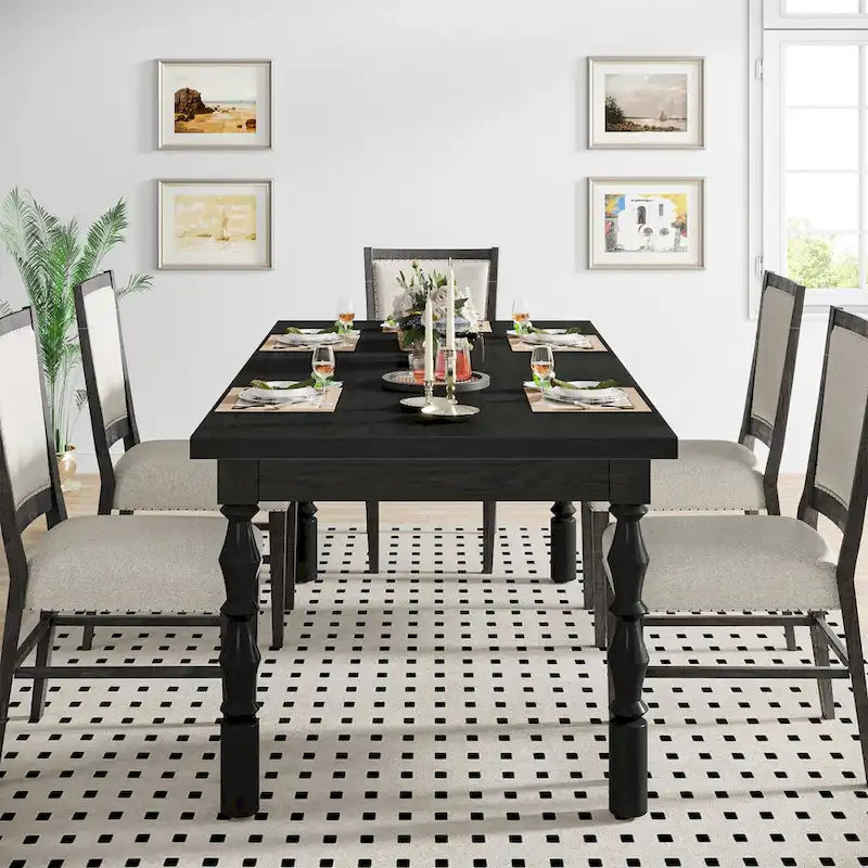 Table de salle à manger rectangulaire en bois de 157 cm (62 po) pour 4 à 6 personnes, style campagnard.