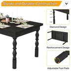 Table de salle à manger rectangulaire en bois de 157 cm (62 po) pour 4 à 6 personnes, style campagnard.