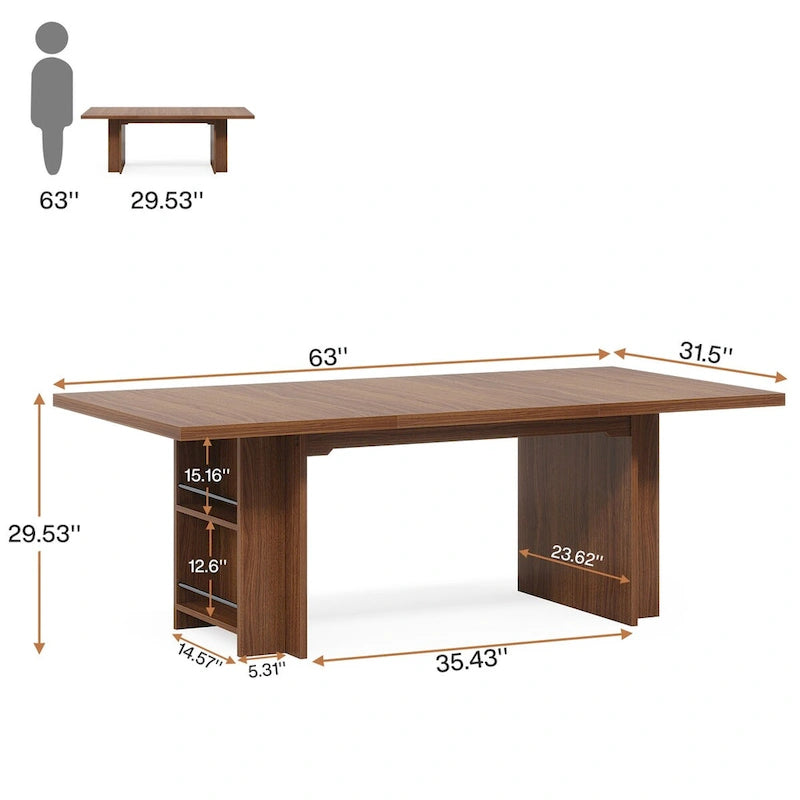 Bureau d'ordinateur de 160 cm, grand bureau de direction avec rangement