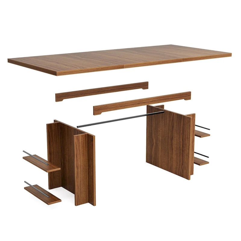 Bureau d'ordinateur de 160 cm, grand bureau de direction avec rangement