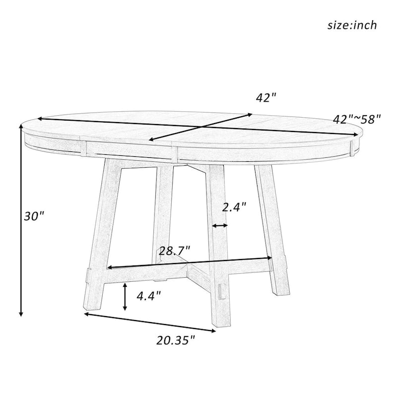 Table de cuisine/salle à manger ronde extensible en bois avec 16 rallonges