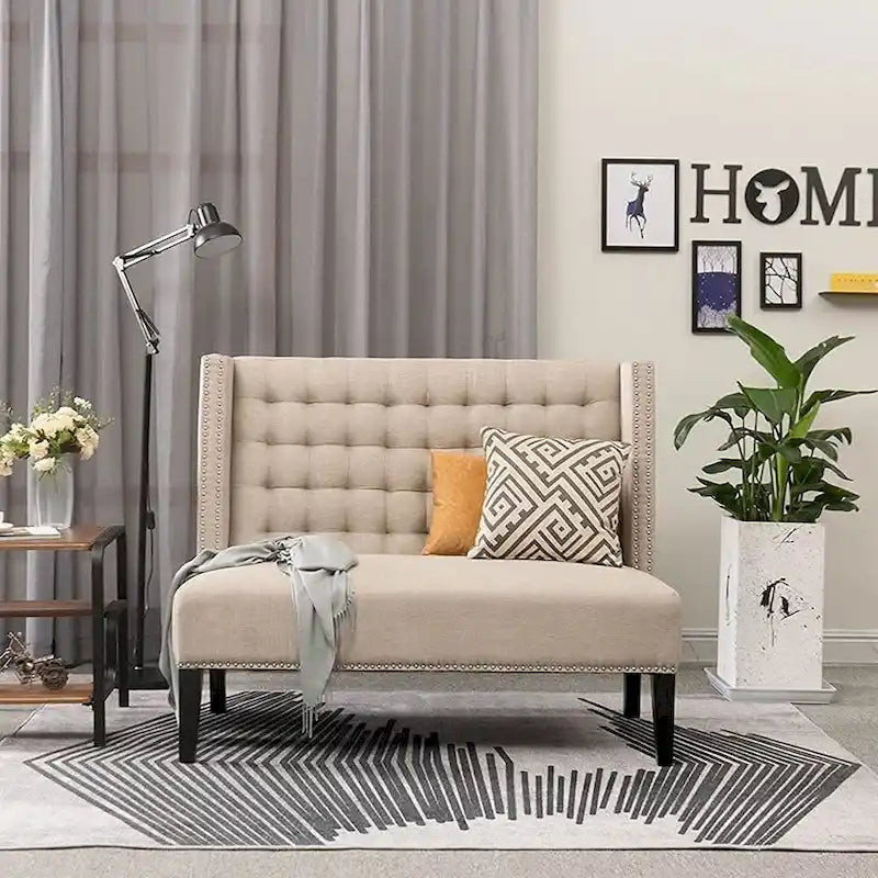 Canapé-lit moderne, banquette-lit 2 places, canapé capitonné, banc de salle à manger avec clous décoratifs pour salon