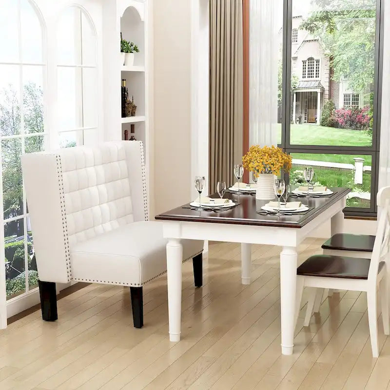 Canapé-lit moderne, banquette-lit 2 places, canapé capitonné, banc de salle à manger avec clous décoratifs pour salon