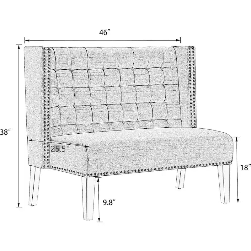 Canapé-lit moderne, banquette-lit 2 places, canapé capitonné, banc de salle à manger avec clous décoratifs pour salon