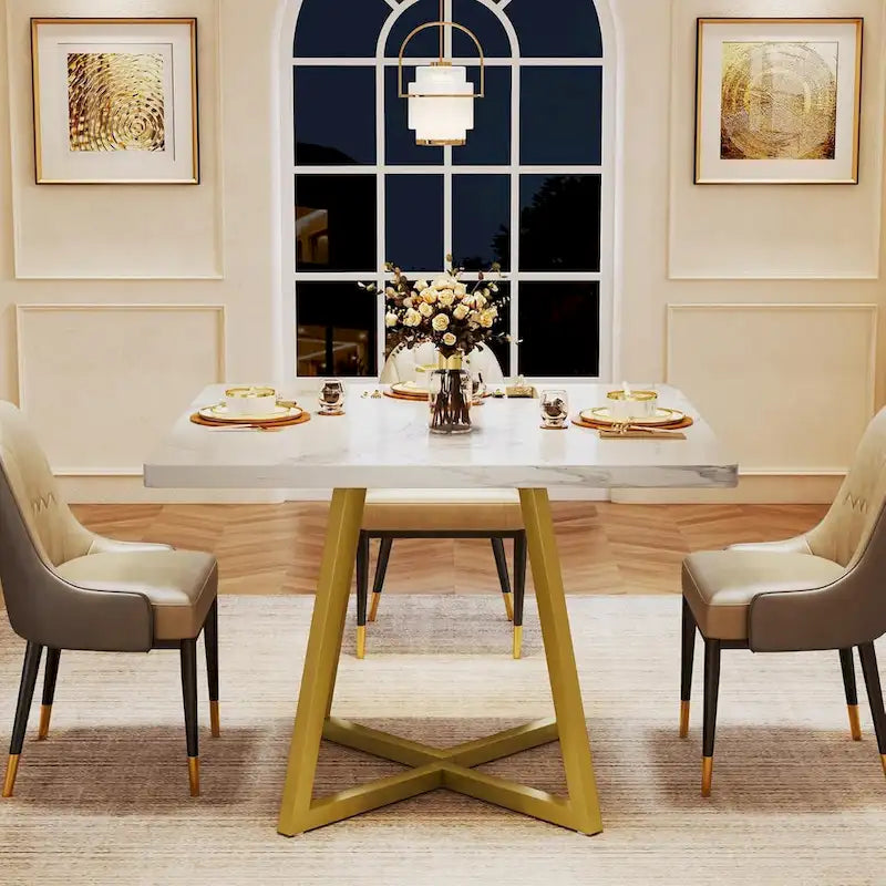 Square Dining Table for 4, 31.5 Industrial Dinner Table for Small Space