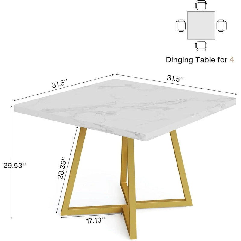 Table de salle à manger carrée pour 4 personnes, 80 cm, style industriel, idéale pour les petits espaces.