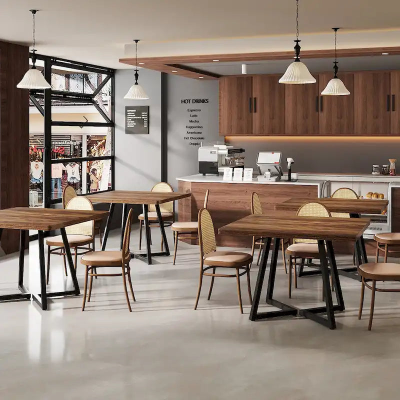 Table de salle à manger carrée pour 4 personnes, 80 cm, style industriel, idéale pour les petits espaces.