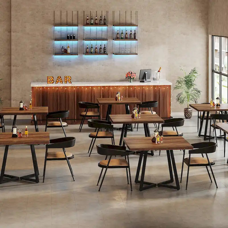 Table de salle à manger carrée pour 4 personnes, 80 cm, style industriel, idéale pour les petits espaces.