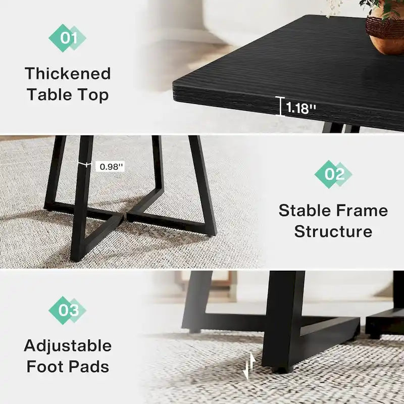 Table de salle à manger carrée pour 4 personnes, 80 cm, style industriel, idéale pour les petits espaces.