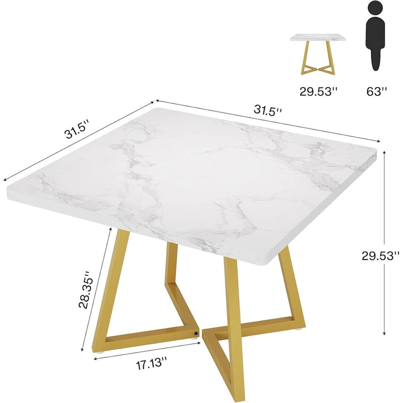 Table de salle à manger carrée pour 4 personnes, 80 cm, style industriel, idéale pour les petits espaces.