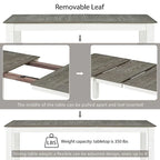 Ensemble de salle à manger rétro 7 pièces comprenant une table extensible pour 6 personnes et 6 chaises rembourrées