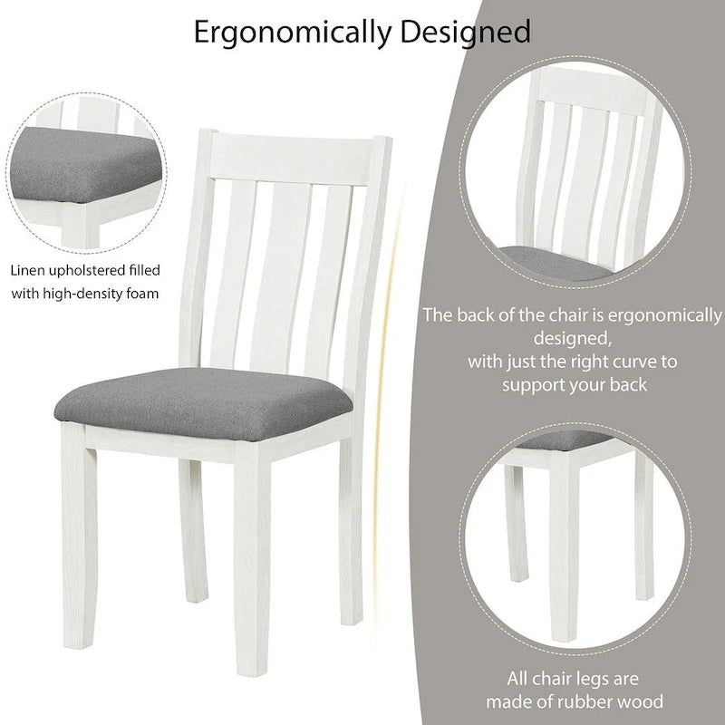 Ensemble de salle à manger rétro 7 pièces comprenant une table extensible pour 6 personnes et 6 chaises rembourrées