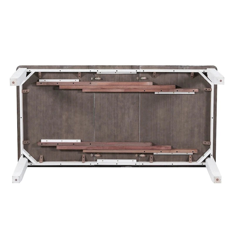 Ensemble de salle à manger rétro 7 pièces comprenant une table extensible pour 6 personnes et 6 chaises rembourrées