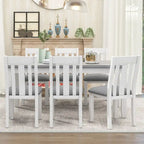 Ensemble de salle à manger rétro 7 pièces comprenant une table extensible pour 6 personnes et 6 chaises rembourrées