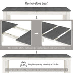 Ensemble de salle à manger rétro 7 pièces comprenant une table extensible pour 6 personnes et 6 chaises rembourrées