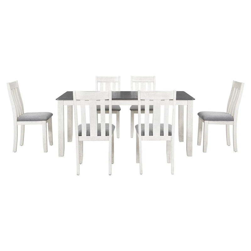 Ensemble de salle à manger rétro 7 pièces comprenant une table extensible pour 6 personnes et 6 chaises rembourrées