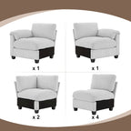 Canapé d'angle en velours côtelé avec méridienne, canapé modulable symétrique en forme de U 8 places