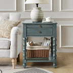 Table d'appoint traditionnelle Eric de 66 cm de haut en bois massif avec port USB, par HULALA HOME