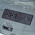 Table d'appoint traditionnelle Eric de 66 cm de haut en bois massif avec port USB, par HULALA HOME