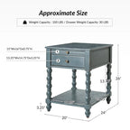 Table d'appoint traditionnelle Eric de 66 cm de haut en bois massif avec port USB, par HULALA HOME