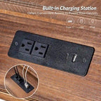 Table d'appoint traditionnelle Eric de 66 cm de haut en bois massif avec port USB, par HULALA HOME