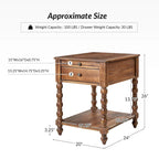 Table d'appoint traditionnelle Eric de 66 cm de haut en bois massif avec port USB, par HULALA HOME