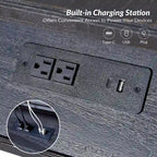 Table d'appoint traditionnelle Eric de 66 cm de haut en bois massif avec port USB, par HULALA HOME